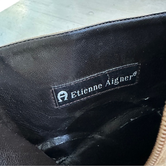 Etienne Aigner Camera Suede Camel Tan Leather 2” Heel Ankle Boots, 8M - Picture 7 of 10